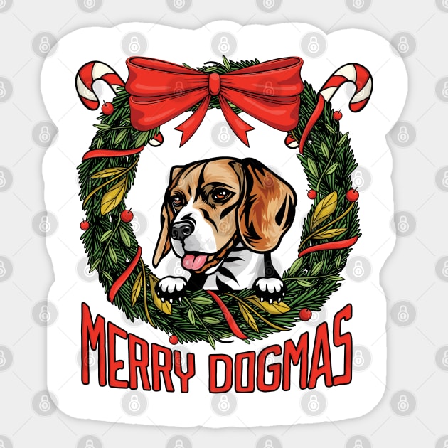 Merry Dogmas Christmas Beagle Dog Owner Sticker by Way Down South